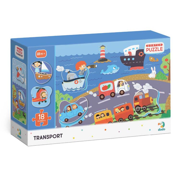 DODO Puzzle s tříděním obrázků Transport 18 dílků DODO