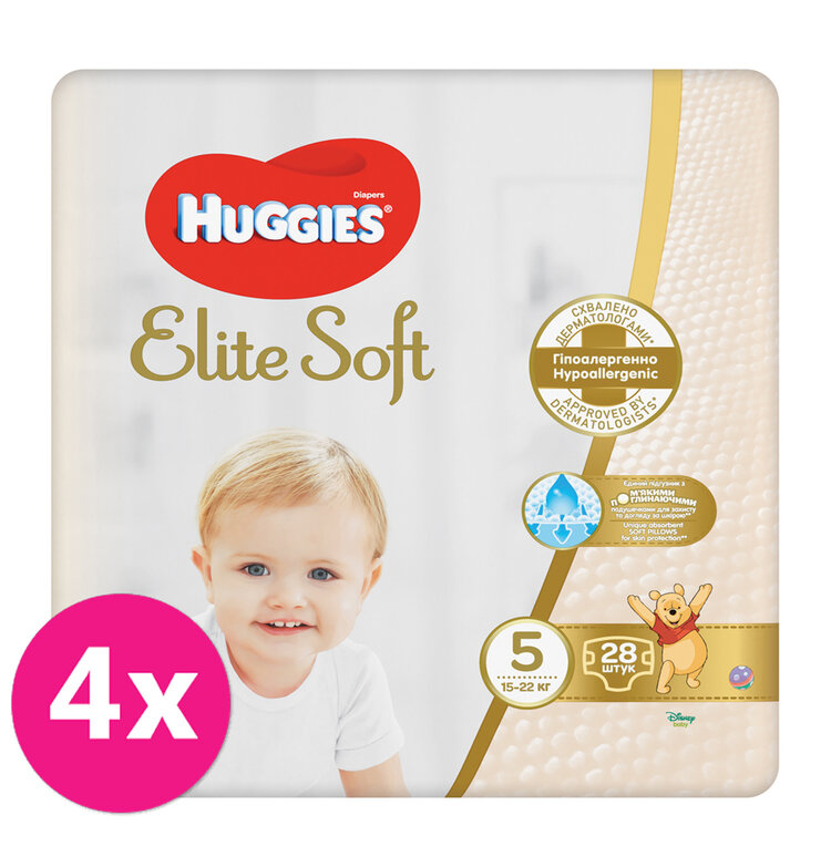 4x HUGGIES® Pleny jednorázové Elite Soft vel. 5 28 ks Huggies