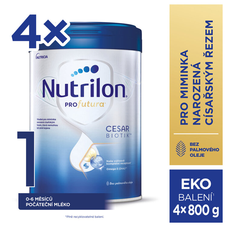 4x NUTRILON Profutura CESARBIOTIK 1 počáteční mléko 800 g Nutrilon