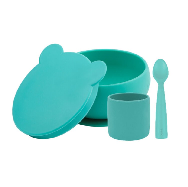 MINIKOIOI Set na stolování BLW I - Aqua Green MINIKOIOI