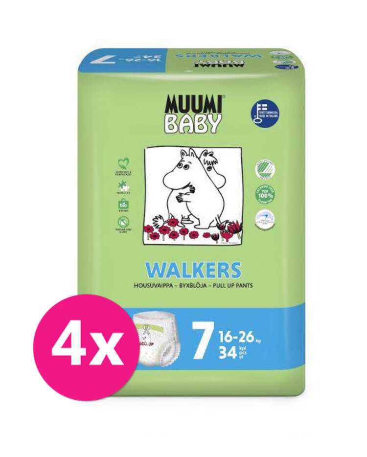 MUUMI Walkers Extra Large 136 ks (16-26 kg) MĚSÍČNÍ BALENÍ - jednorázové pleny Muumi