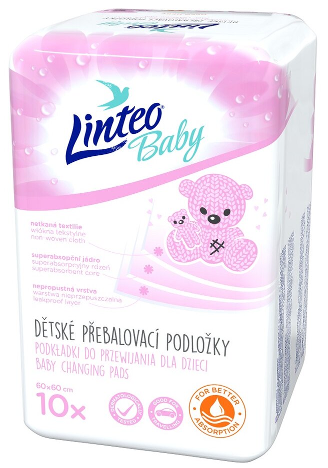 LINTEO BABY Podložky dětské přebalovací 10 ks 60x60 cm LINTEOBABY