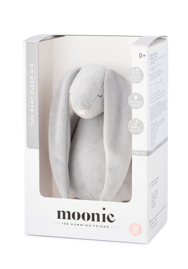 MOONIE Organic Humming Zajíček Světlo a Zvuk Silver Moonie