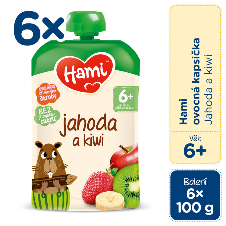 HAMI Kiwi jahoda a banán 6 x 100 g Hami