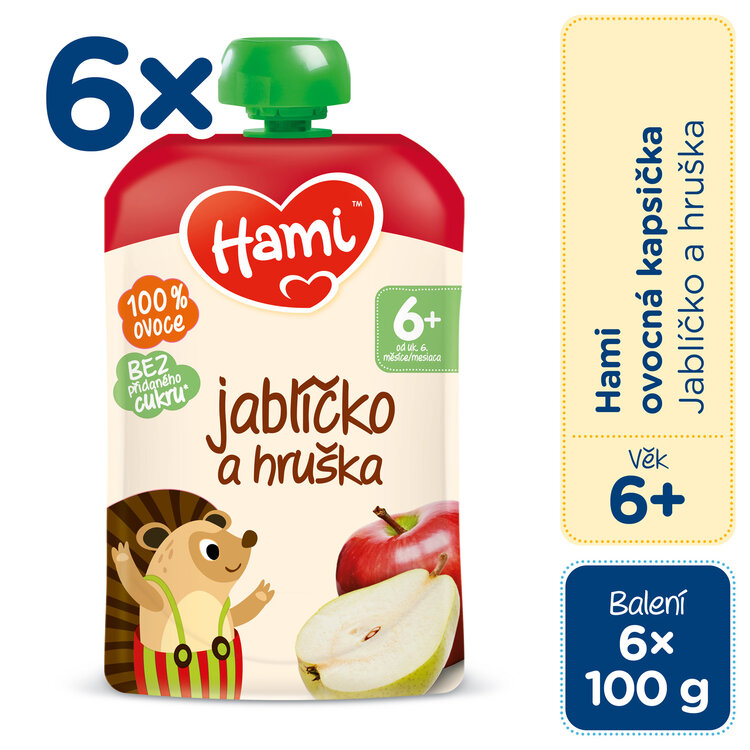 HAMI Jablíčko a hruška 6 x 100 g Hami