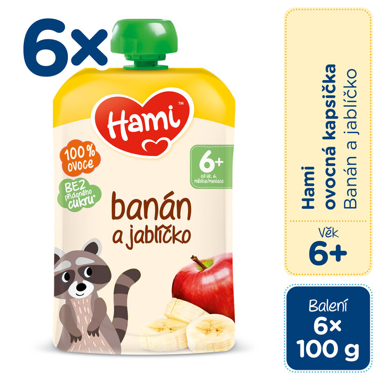 HAMI Banán a jablíčko 6 x 100 g Hami