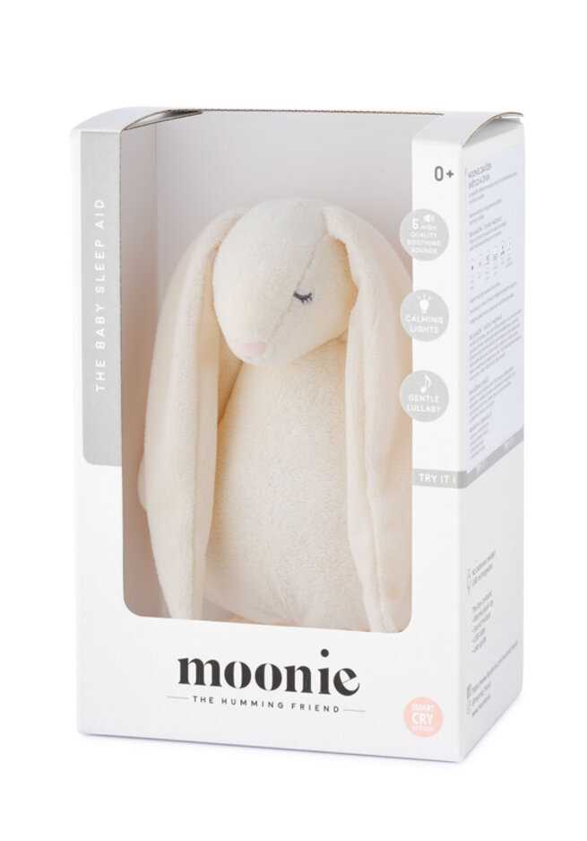 MOONIE Organic Humming Zajíček Světlo a Zvuk Cream Moonie