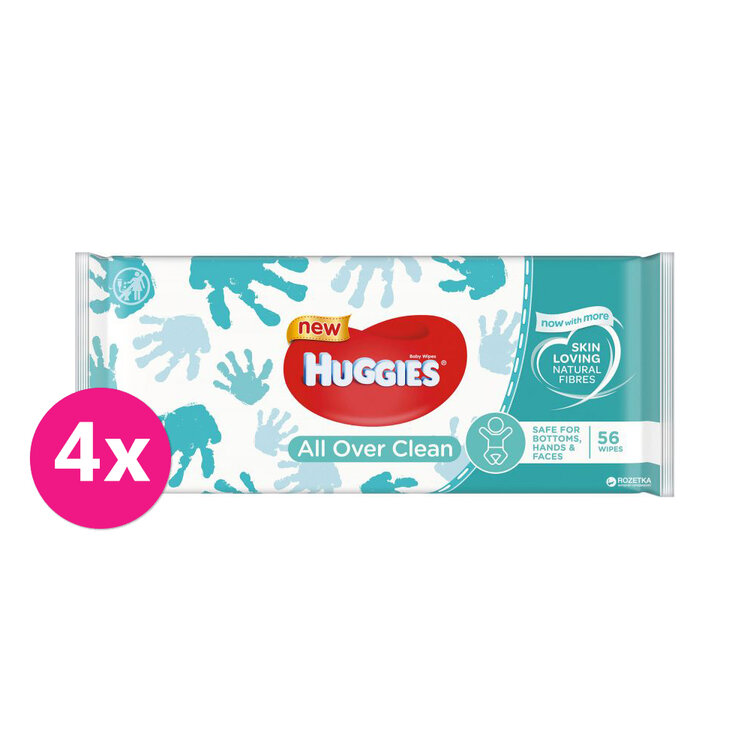 4x HUGGIES Single All Over Clean 56 ks - vlhčené ubrousky Huggies