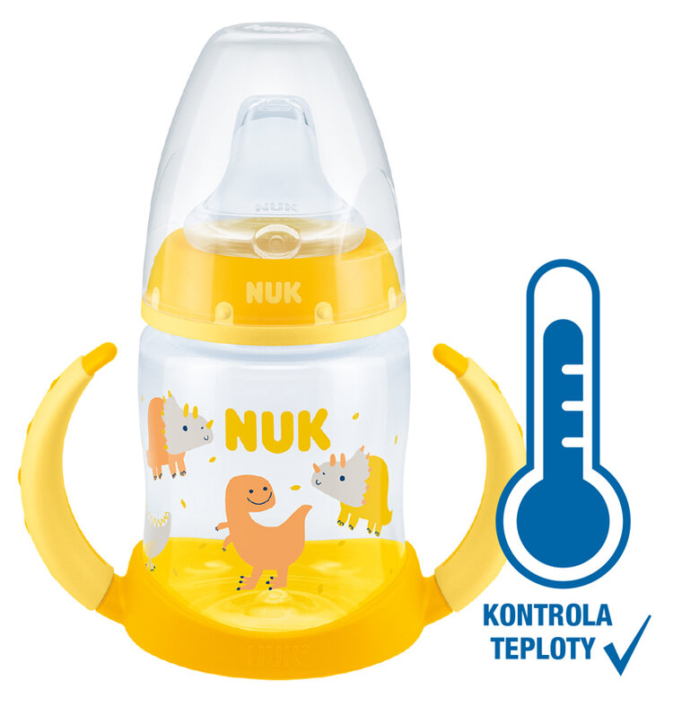 NUK FC lahvička na učení s kontrolou teploty 150 ml žlutá Nuk