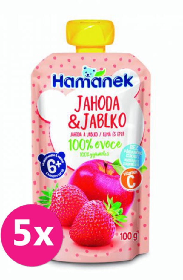 5x HAMÁNEK Jahoda & jablko 100 g Hamánek