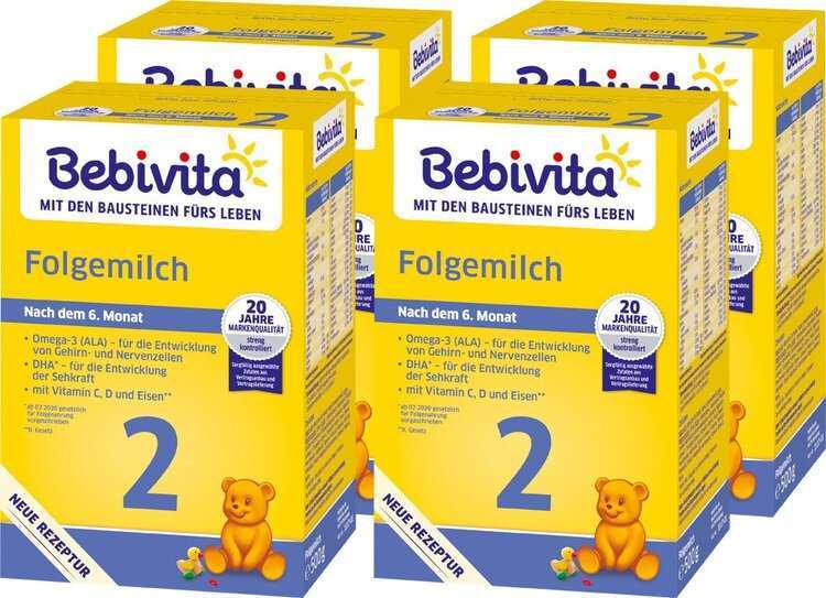 4x BEBIVITA Mléko 2 Instantní pokračovací mléčná výživa od uk. 6. měsíce