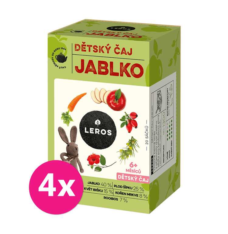 4x LEROS Čaj dětský Jablko 20x2