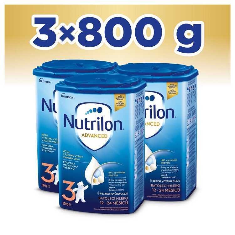 3x NUTRILON 3 Batolecí mléko 800 g