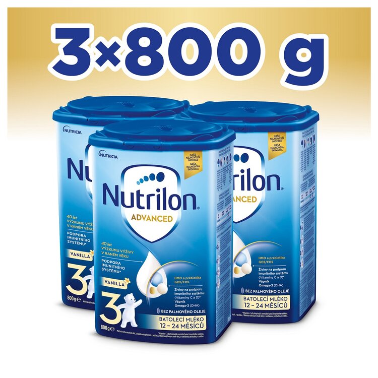 3x NUTRILON 3 Vanilla batolecí mléko 800 g