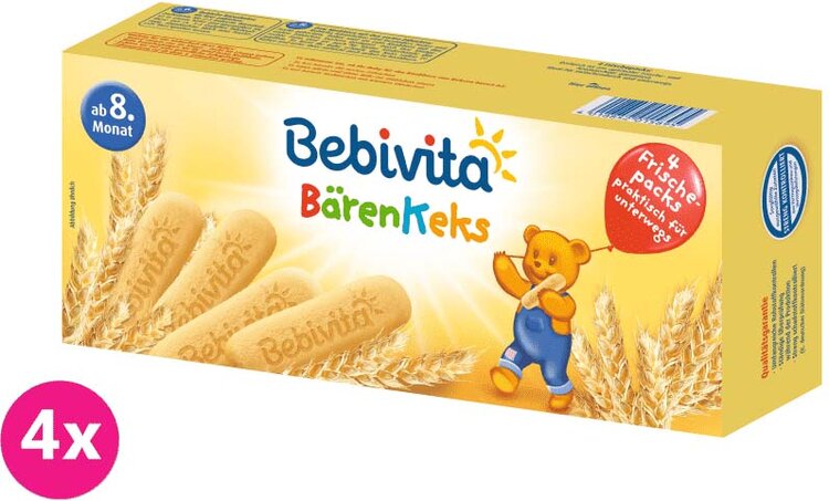 4x BEBIVITA Medvědí sušenky 180 g Bebivita