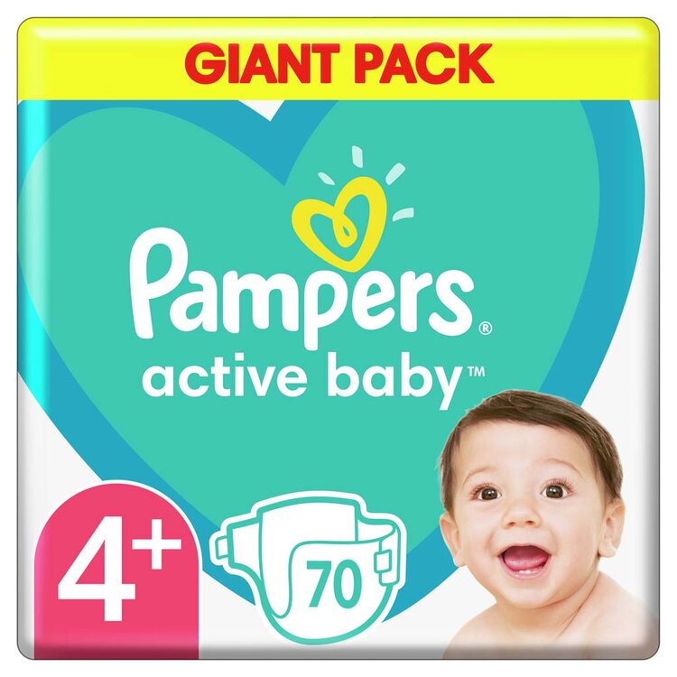 PAMPERS Active Baby Pleny jednorázové 4+ (10-15 kg) 70 ks - GIANT PACK Pampers