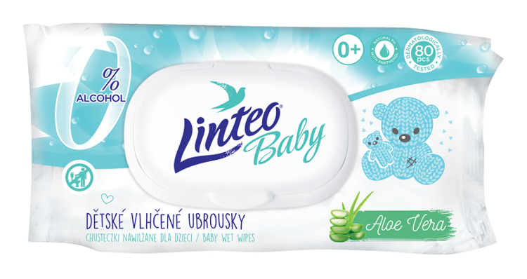 LINTEO BABY Vlhčené ubrousky s aloe vera (80 ks) LINTEOBABY