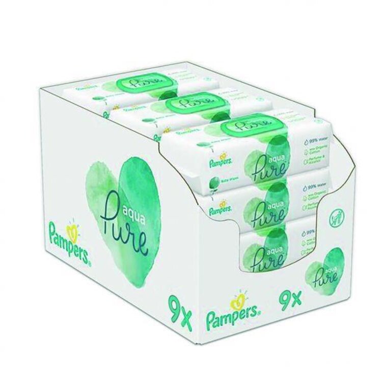 Pampers Aqua Pure dětské čisticí ubrousky 9 x 48 ks Pampers