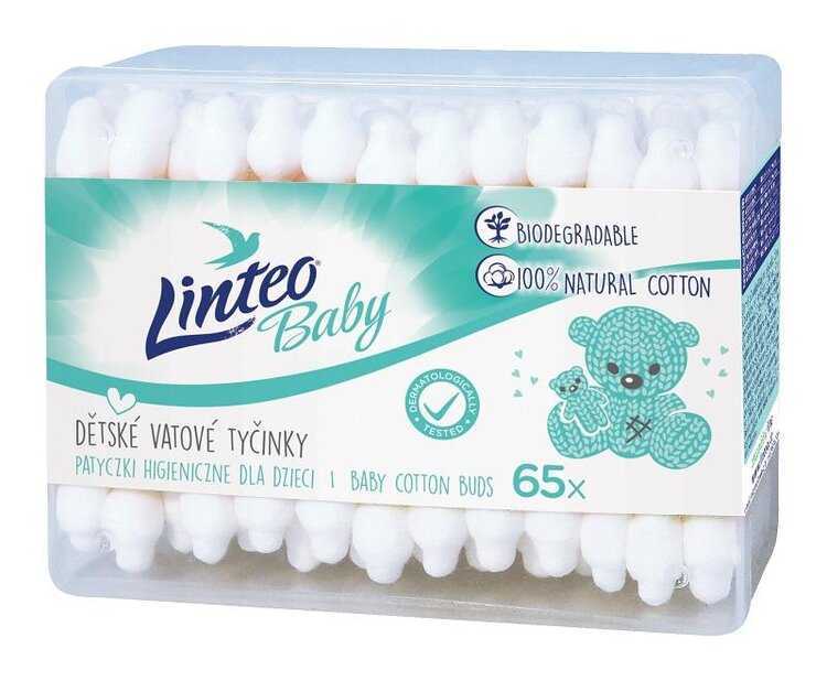 LINTEO BABY Papírové vatové tyčinky box (65 ks) LINTEOBABY