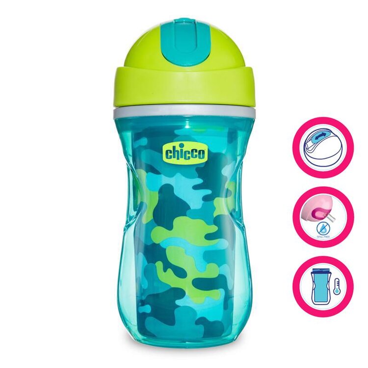 CHICCO Hrneček Sport termo s brčkem 266 ml zelený 14m+ Chicco