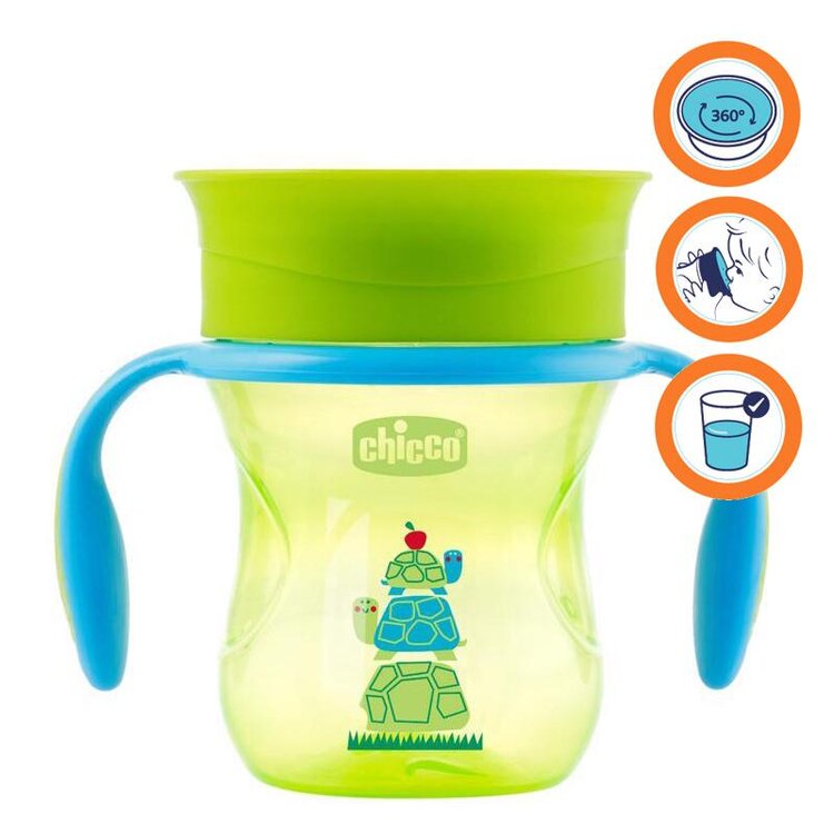 CHICCO Hrneček Perfect 360 s držadly 200 ml zelený 12m+ Chicco