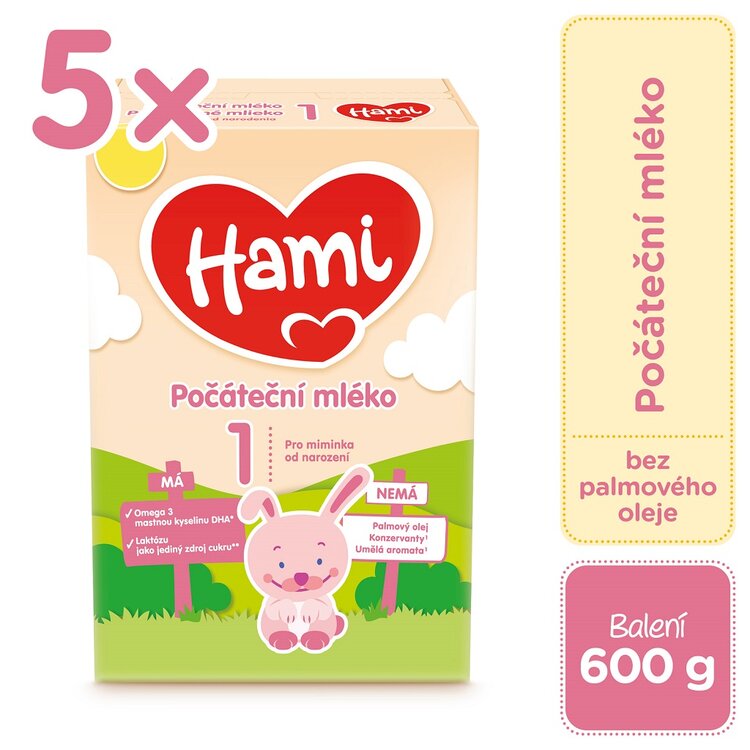 5x HAMI 1 Mléko počáteční 600 g Hami