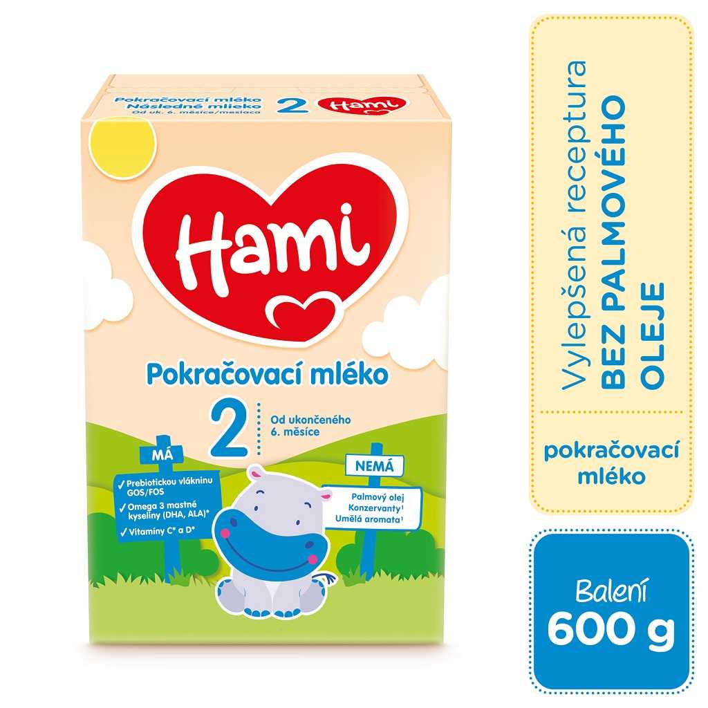 3x HAMI 2 Mléko pokračovací 600 g Hami