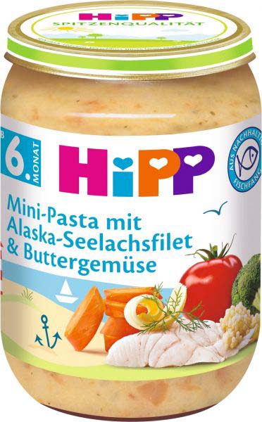 3x HiPP Mini těstoviny s aljašskou treskou v máslové zelenině (6m+) 190 g HiPP