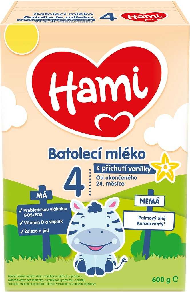 3x HAMI 4 Mléko batolecí s příchutí vanilky 600 g Hami