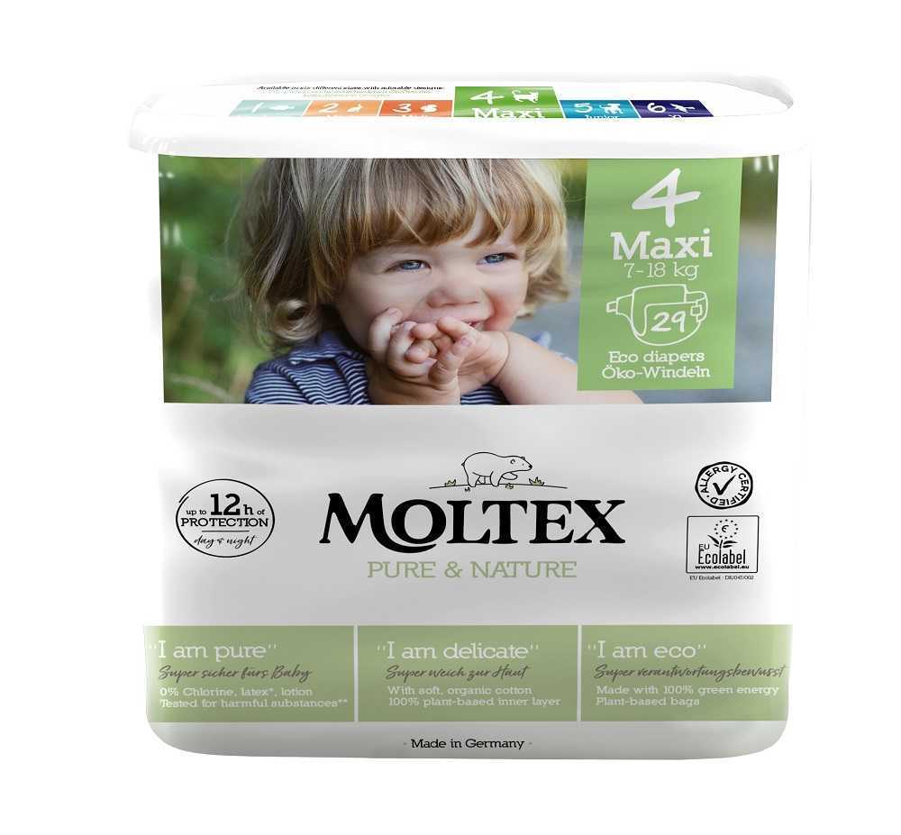 6x MOLTEX Pure&Nature Pleny jednorázové 4 Maxi (7-18 kg) 29 KS - ECONOMY PACK Moltex