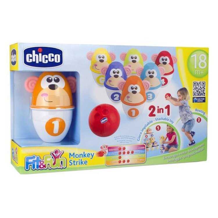 CHICCO Kuželky veselé opičky 18m+ 6 ks Chicco