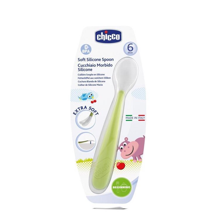 CHICCO Lžička silikon Soft zelená 6m+ Chicco