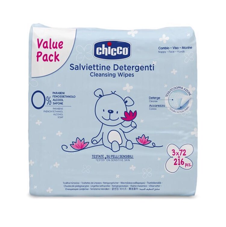 CHICCO Dětské čisticí vlhčené ubrousky sensitive s lotosovou vodou