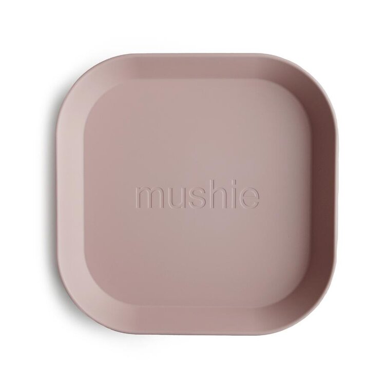 MUSHIE Hranatý talíř 2-balení Blush Mushie