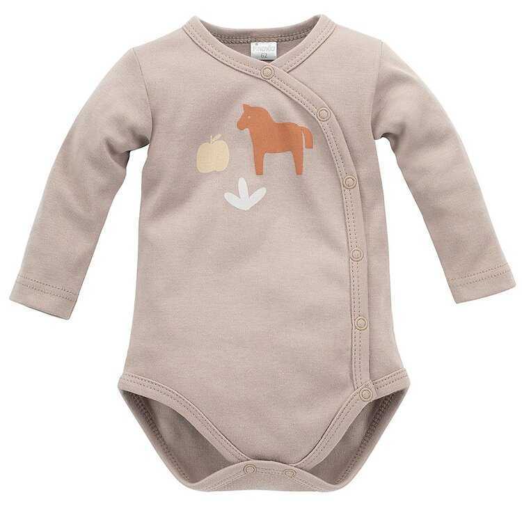 PINOKIO Body zavinovací dlouhý rukáv Wooden Pony z organické bavlny beige vel. 62 Pinokio