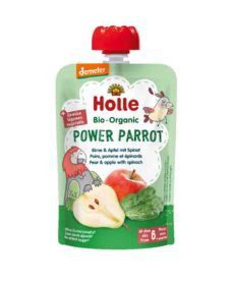 HOLLE Power Parrot Bio pyré hruška jablko špenát 100 g (6+) Holle