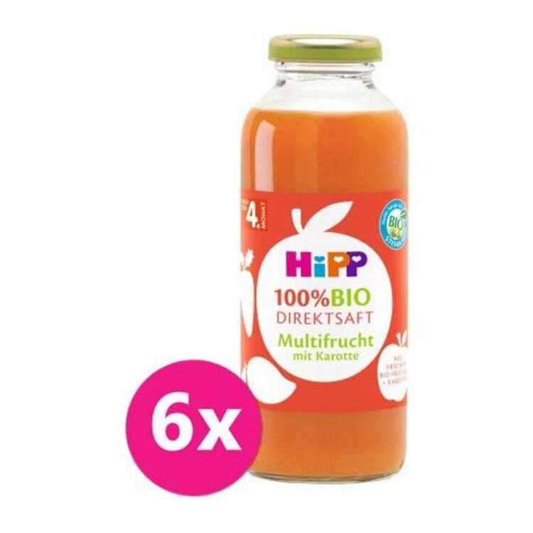 6x HiPP 100 % Bio Juice Ovocná šťáva s karotkou HiPP