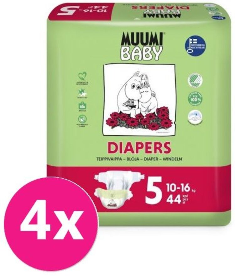 MUUMI Baby Pleny jednorázové 5 (10-16 kg) 176 ks - MĚSÍČNÍ BALENÍ Muumi