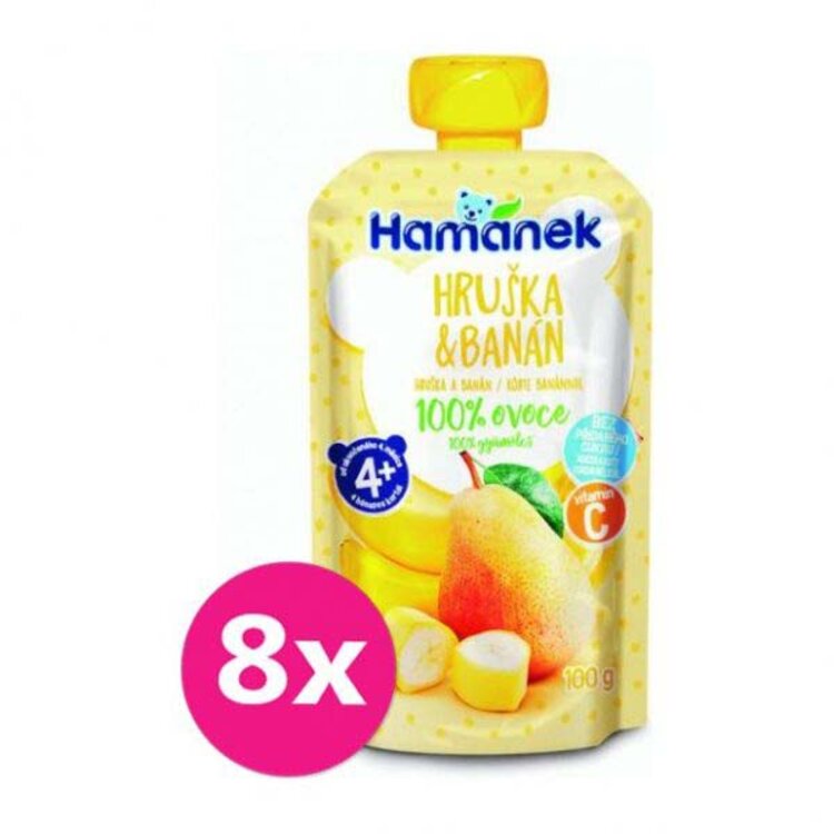 8x HAMÁNEK Hruška & banán 100 g Hamánek