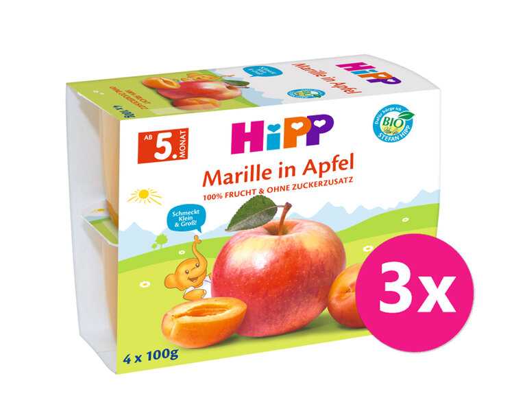 6x HiPP BIO Jablko-Broskev-Mango-Ananas + zinek od uk. 1. roku