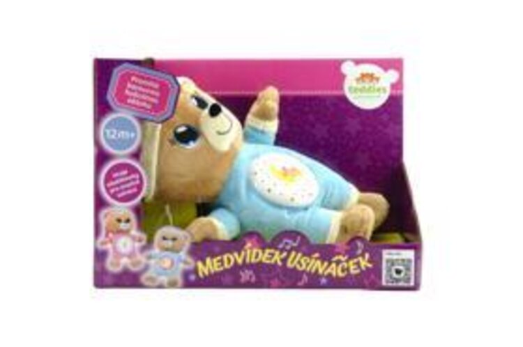 TEDDIES Medvídek Usínáček modrý plyš 32 cm na se světlem a zvukem Teddies