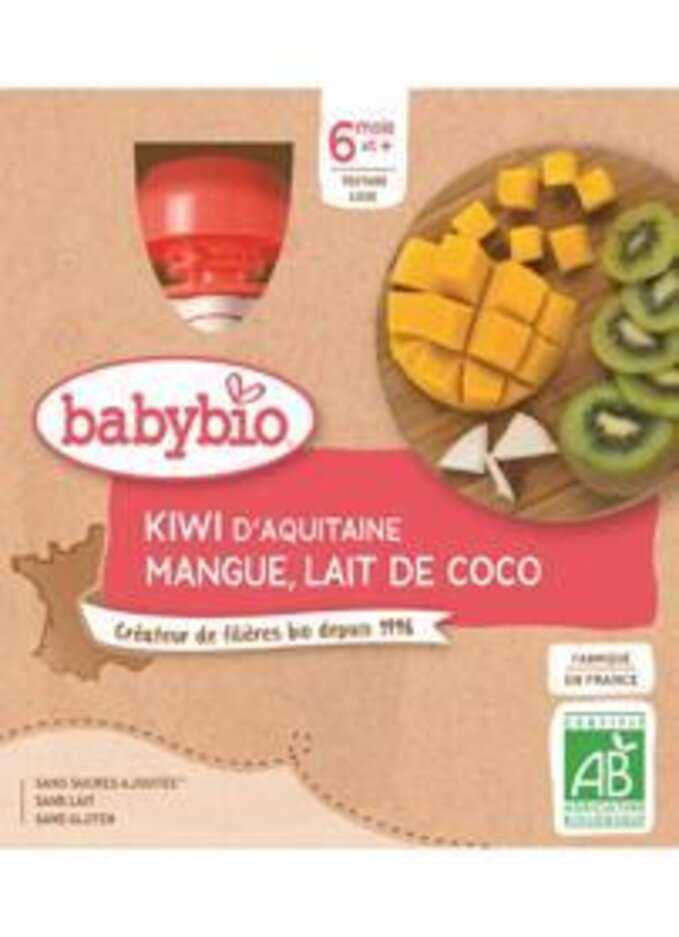 BABYBIO Kiwi mango kokos (4x 90 g) - ovocný příkrm Babybio