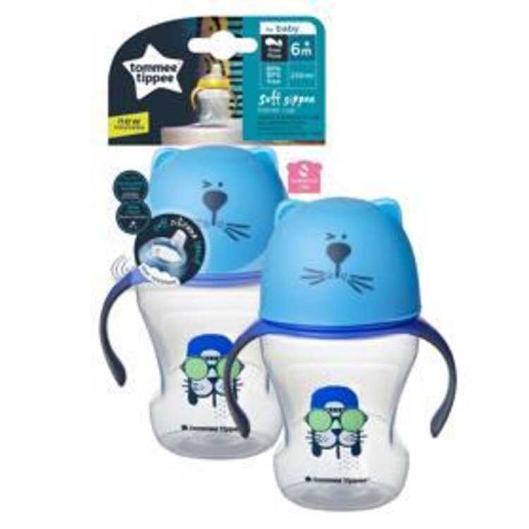 TOMMEE TIPPEE Hrnek s pítkem Soft 230ml 6m+ Blue Tommee Tippee