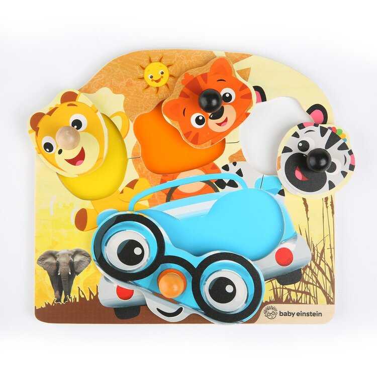 BABY EINSTEIN Hračka dřevěná puzzle Friendy Safari Faces HAPE 12m+ Baby Einstein