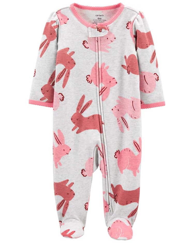 CARTER'S Overal zip oboustranný Grey Bunny dívka NB/ vel. 56 Carter´s