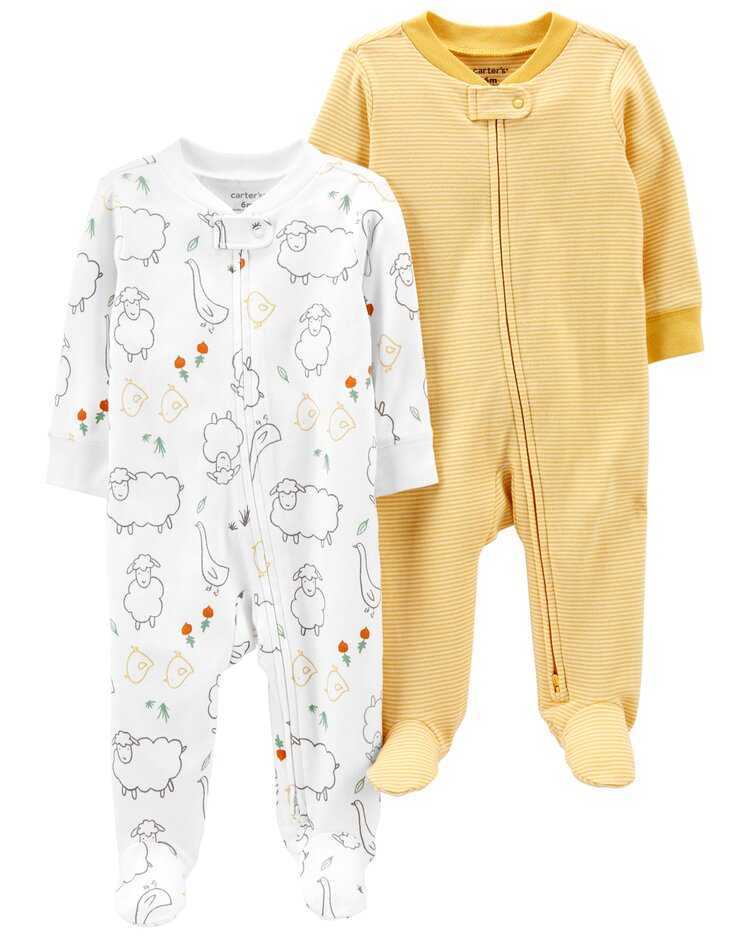 CARTER'S Overal na zip Sleep&Plays Yellow Farm neutrál LBB 2ks PRE