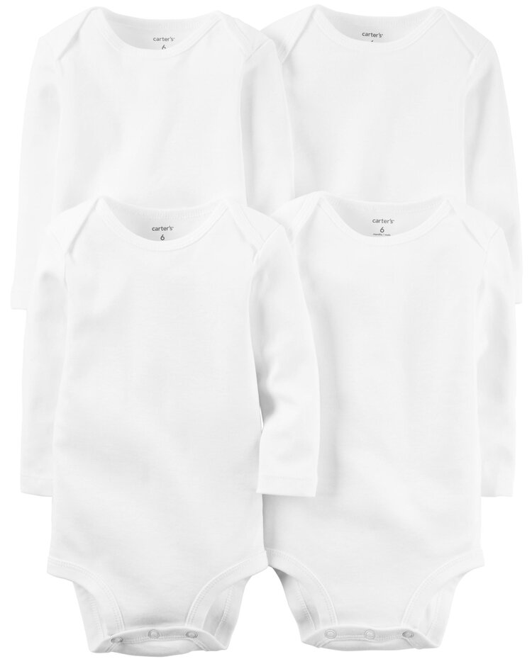 CARTER'S Body dl. rukáv White neutrál LBB 4 ks PRO