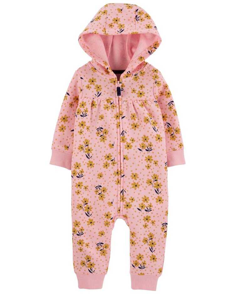 CARTER'S Overal na zip fleece přechodný Pink Floral dívka NB/ vel. 56 Carter´s