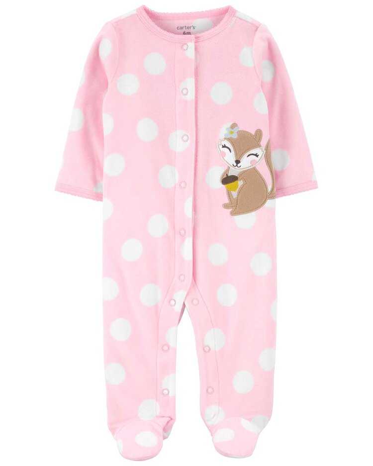 CARTER'S Overal na druky fleece Sleep & Play Pink Fox dívka NB Carter´s