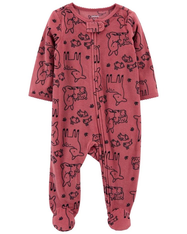 CARTER'S Overal na zip fleece Sleep & Play Pink Deer dívka NB/ vel. 56 Carter´s